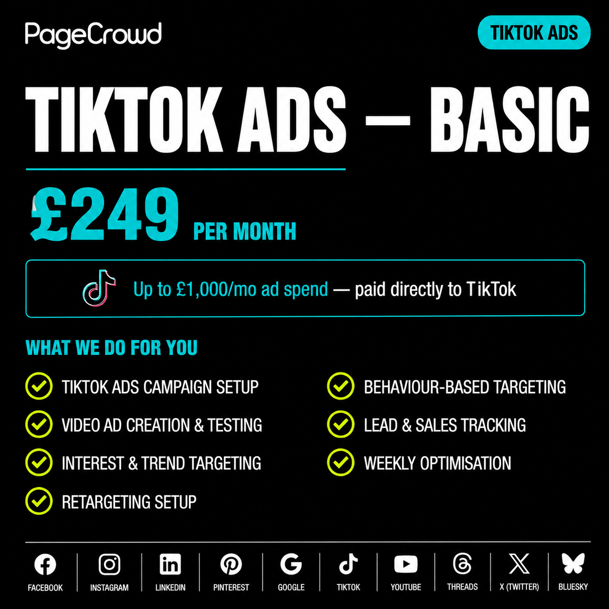 TikTok Ads Package - Basic (Monthly Fee)