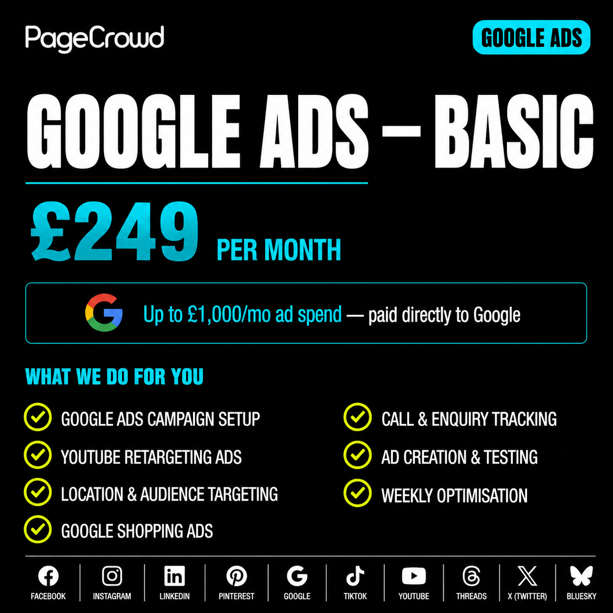 Google Ads Package - Basic (Monthly Fee)