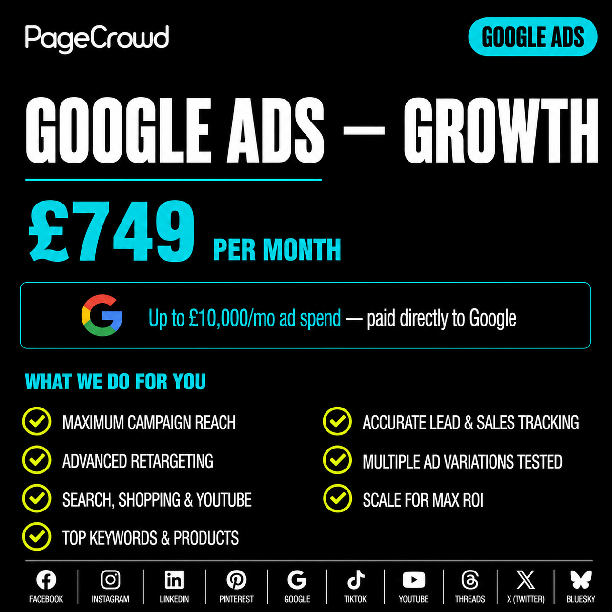 Google Ads Package  – Growth (Monthly Fee)