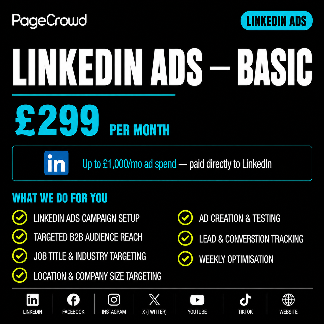LinkedIn Ads Package - Basic (Monthly Fee)