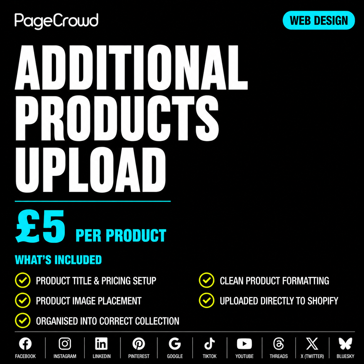 Website Additional Products Upload (Add-On) One Time Fee