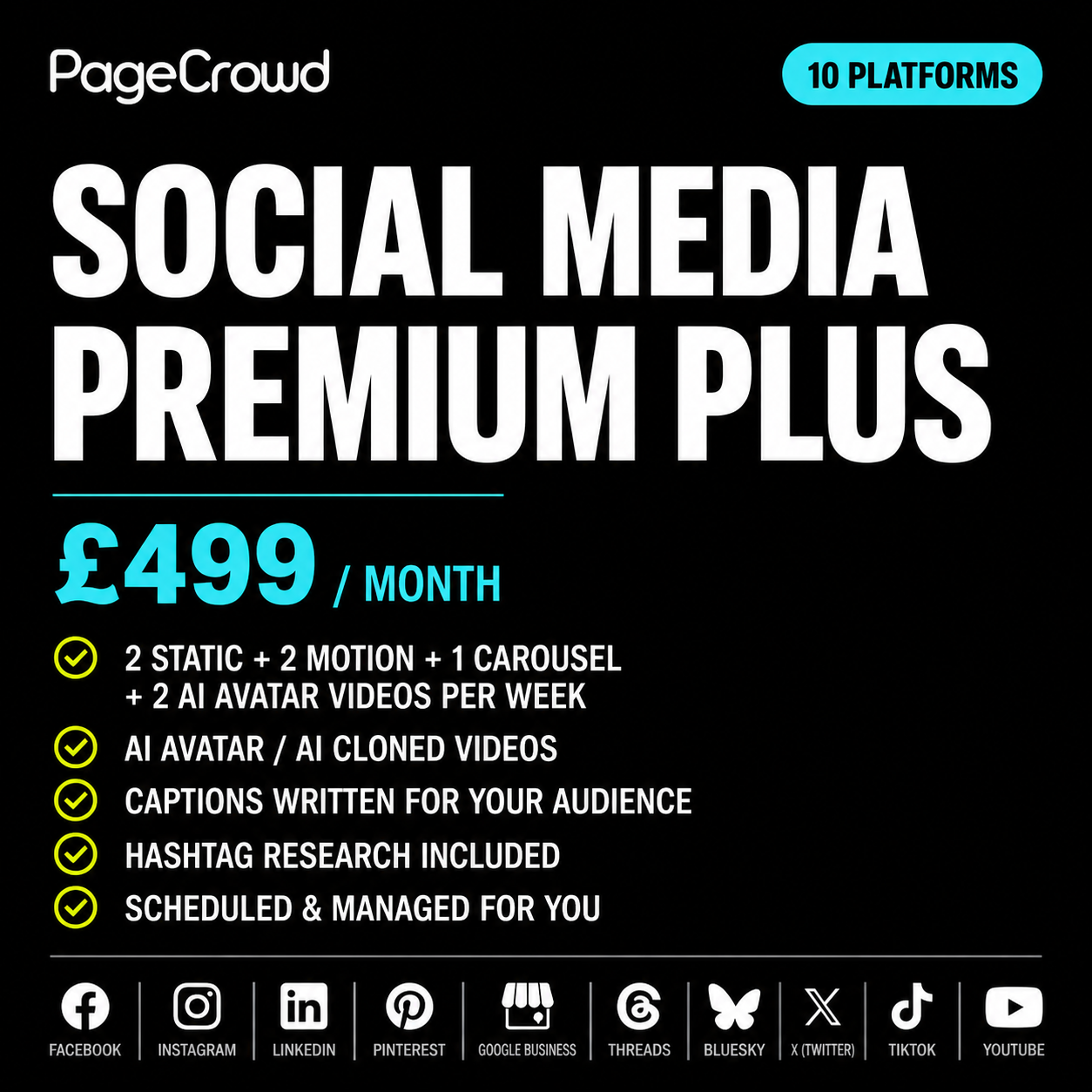Social Media Package - Premium Plus (Monthly Fee)