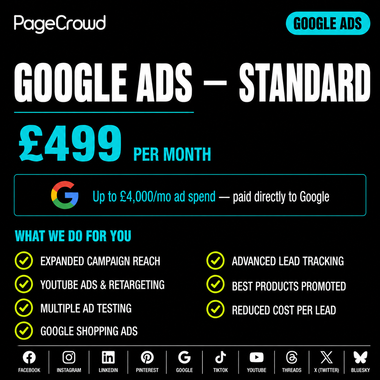 Google Ads Package  – Standard (Monthly Fee)